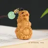 Sândalo Verde e Jacarandá Escultura Criativa Zodíaco Dragão Brincando com uma Pérola Chaveiro Pingente Casal Estilo Ornamento