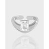 1372 K-Style Ins Nicho Design de Luxo Acessível Anel Cubo de Açúcar de Zircônia Cúbica Branca Curvado Prata Esterlina S925 Prata Feminino Aberto para o Dedo