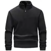 Sudadera Versátil Transfronteriza Mitad Otoño e Invierno con Cremallera Cuello Alto Más Terciopelo Europeo y Americano 2025 Tendencia Nueva Camisa de Manga Larga para Hombre