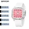 Reloj de Cuarzo Infantil Marca Sanda, Reloj Versátil Simple Transparente con Bloques de Color, Reloj de Pulsera Cuadrado Unisex