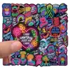 50 Peças Adesivos Cartoon Neon Saúde Mental Criativos para Caderno, Mala, Skate, Copo de Água Adesivos Decorativos à Prova d'Água