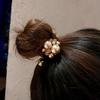 Coreia do Sul Elegante Anel de Cabelo com Pérolas e Strass Corda de Cabelo Intestino Grosso Francês Corda de Cabeça Rabo de Cavalo Bola de Tendão de Borracha Capa de Couro Acessórios de Cabelo