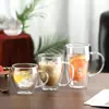 Copo de Água Popular de Vidro Borossilicato, Resistente a Altas Temperaturas, Transparente, Isolado, Copo de Vidro de Camada Dupla para Leite, Café e Bebidas