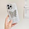 Adecuado para iPhone 16 PRO marco con baño de galvanoplastia carcasa de hilo de plumas soporte de lazo Apple 14 PRO cubierta protectora trasera dura