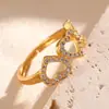 Anillo Exquisito de Circonita Súper Brillante de Celebridad de Internet para Niñas, Lujo Ligero de Alta Gama, Anillo Ajustable de Apertura, Simple con Electrochapado en Oro Real