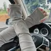 Verano Hielo Seda Delgado Protección Solar Protección UV Pesca Estampado de Letras Transpirable Mangas de Hielo Ciclismo Exterior Holgadas Versátiles Color Sólido Mangas
