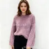 Selección Transfronteriza de Nuevo Estilo Coreano Otoño e Invierno Terciopelo Imitación de Visón Cuello Redondo Holgado Retro Suave y Sedoso Manga Larga Jersey de Punto