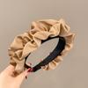 Diadema Plisada de Ala Ancha Estilo Coreano, Mismo Modelo que Song Ji-A, Diadema Negra de Satén Estilo Francés Vintage, Accesorio para el Cabello para Exteriores, Estilo Pastoral