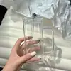 Taza de Agua Fría de Vidrio de Borosilicato de Alta Calidad con Tubo de Succión Taza de Vidrio de Una Sola Capa Taza de Agua Cuadrada para el Hogar Taza de Jugo Taza de Leche