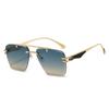 Nuevas gafas de sol sin montura estilo europeo y americano comercio transfronterizo gafas de sol degradadas pintura con textura metálica gafas parasol