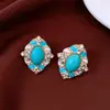Brincos de franja com contas de zircônia azul vintage, estilo retrô francês, luxo leve e sensação de alta qualidade
