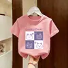 Camiseta de Algodón 100% Puro para Niña, Cuello Redondo, Manga Corta, Nuevo Estilo de Verano, Ropa de Moda para Niños y Bebés, Estampado de Dibujos Animados, Top Versátil