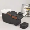 Sillón de Lavado, Cama de Lavado, Lavabo Cerámico para Salón de Belleza, Cama de Lavado, Cama Semi-Reclinable para Lavado de Cabello en Salón de Belleza, Terapia Capilar