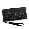Carteira Feminina Longa de Couro Simples com Grande Capacidade e Múltiplos Porta-Cartões Estampa de Letras Carteira com Alça de Mão Bolsa com Zíper