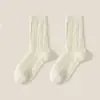 Meias JK brancas femininas outono e inverno meias cano alto cor sólida torcidas meias lolita estudante lolita outono