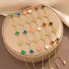 Pulsera de trébol de cuatro hojas de acero de titanio que no se desvanece con diamantes, pulsera de dijes de moda de oro rosa de 18 quilates, pulsera de cinco flores estilo europeo y americano