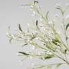 Flores artificiales: Orquídea de diez dedos, crisantemo sauce, sauce de nieve, flores lineales, materiales florales para decoración de bodas y iglesias, arreglos florales pequeños de tallo largo, flores artificiales