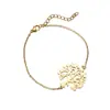 Pulsera colgante de árbol de la vida de la selva tropical de comercio exterior acero inoxidable corte 18K chapado en oro pulsera que no se decolora en stock