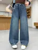 Calça Jeans Feminina Primavera e Outono 2026 Novo Modelo Infantil Bordada Solta Reta Wide Leg para Crianças Maiores Calças de Outono