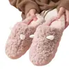 Pantuflas de algodón de invierno, lindas con orejas, para mujeres y hombres, cálidas de interior para parejas, zapatos de maternidad, pantuflas de felpa antideslizantes