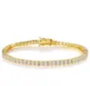 Comércio Exterior Transfronteiriço Europeu e Americano Pulseira Tennis de Cobre 3mm com Zircônia Embutida Hip-Hop Simples e Elegante Super Brilhante Full Diamond Fileira Única Atacado
