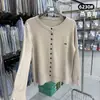 Cardigã de tricô macio, redondo, moderno e confortável para o início do outono, top versátil de gola redonda para mulheres, peça externa que afina, camada base 6230