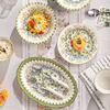 Estilo Bohemio Hogareño Cerámica Retro Vajilla Bol de Arroz Plato para Salsa Plato de Pescado Set Color Bajo Esmalte