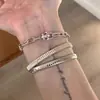 Nuevo brazalete anillo de plata estilo vintage con diseño de flor de iris, un accesorio moderno y elegante para mujer, que irradia un sentido de lujo discreto