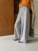 Pantalones de Pierna Ancha Elásticos con Cordón de Personalidad Estilo Americano, Pantalones Casuales de Punto, Elegantes Pantalones de Tiro Alto Adelgazantes de Longitud Completa para Mujer Za
