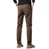 Pantalones Casuales Cómodos de Algodón Puro de Gama Alta para Hombre 2026 Forro Polar Otoño e Invierno Ajustados Rectos de Negocios Versátiles Largos