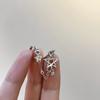 Pendientes Únicos de Personalidad con Diamantes Brillantes Microincrustados de Estrella de Cinco Puntas, Doble Gancho para Oreja para Mujer, Pendientes de Borla con Doble Agujero en la Oreja, Venta al por Mayor de Nicho