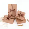 Caja de Papel para Empacar Marrón Caja de Regalo Rectangular Personalizada con Lazo de Encaje Empaque para Calcetines Ropa Interior Caja de Regalo Empresarial Lista para la Venta