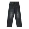Jeans Parker Multi-Lightning de Calle Alta Americana para Hombre Marca de Moda Rectos Holgados Holgados Celebridad de Internet Casual Versátiles Jeans