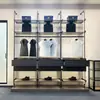 Columna de Aleación de Aluminio de Lujo Ligero Minimalista Estante de Vidrio Armario Vestidor Moderno Simple Armario Integrado