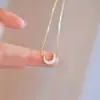 Collar Colgante de Luna con Strass Dorado Japonés Coreano para Mujer Lujo Ligero Moda Temperamento Sentido de Alta Clase Cadena para Clavícula de Circonita Luna Creciente