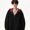 Suministrado directamente por el fabricante, sudadera con capucha de punto pesado de estilo americano de moda para hombres y mujeres, holgada y versátil, con colores contrastantes, adecuada para parejas, para otoño