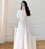 Vestido de encaje blanco para mujer, vestido de verano estilo hada súper hada Mori, vestido blanco largo con cintura francesa, vestido largo elegante para verano