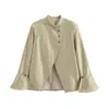 Ropa de Mujer Transfronteriza 2026 Moda Estilo Europeo y Americano Chaqueta Blazer Asimétrica con Decoración de Botones y Manga de Campana para Mujer A712107