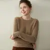 Suéter de Cachemira Retorcida de Lujo Ligero para Mujer, Nuevo Otoño/Invierno 26, Cuello Redondo, Corte Holgado, Suéter Base de Punto de Lana Jacquard Adelgazante