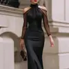 Vestido Versátil de Cintura Alta Novo da Primavera de 2026, Nicho de Luxo Leve Elegante de Alta Qualidade com Decote Halter para Noivado Banquete Vestido de Noite