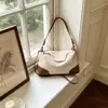 Bolsa Baguette Cor Color Block Camurça Fosca Bolsa de Ombro Design de Nicho de Alta Qualidade Bolsa de Mão Formato Dumpling Versátil para o Dia a Dia Bolsa Transversal