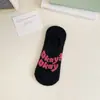 Calcetines Invisibles Tipo Barco para Mujer Estilo Primavera-Verano con Frases en Inglés, Calcetines Cortos Antideslizantes de Corte Bajo, Calcetines Tipo Barco de Corte Bajo con Bloques de Color Personalizados