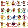 Gorra de Paja de Dibujos Animados Winnie the Pooh Transfronteriza Taza de Agua Creativa Cubierta de Popote de Silicona Tapón de Popote a Prueba de Polvo Venta al por Mayor en Stock