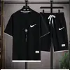 Estación Independiente Transfronteriza Nuevo Traje de Waffle de Manga Corta Verano Casual Combinación de Pantalones Cortos de Talla Grande para Hombre Conjunto de Dos Piezas