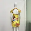 Nuevo Vestido Corto Qipao Retro Mejorado Estilo Chino con Estampado, Cuello Alto, Cintura Ceñida, Dobladillo Irregular y Espalda Abierta para Mujer