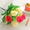 Suministro directo de fábrica flor artificial 6 horquillas 6 cabezas rosa flor falsa capullo accesorios fotografía boda flor falsa de mango pequeño flor de seda