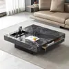 Estilo Italiano Minimalista Luxo Leve Moderno Simples Mesa de Centro em Rocha Quadrada Sala de Estar Doméstico Apartamento Grande e Pequeno Senso de Design Quadrado Celebridade da Internet