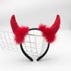 Faixa de Cabeça com Chifres de Halloween Conjunto de Tridente Faixa de Cabeça de Diabo Vermelho Adereços para Show de Máscaras Infantil e Adulto