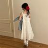 Vestido Casual de Color Sólido para Niñas de Moda Estilo Coreano para Niños Mayores, Nuevo Vestido de Tirantes de Princesa de Verano a la Moda