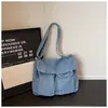 Bolsa Transversal Casual Elegante Retrô Simples de Grande Capacidade Jeans Primavera 2026 Ombro Único Multi-Bolsos para o Dia a Dia